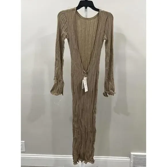 SNDYS Baha Long Sleeve Maxi Dress in Tan - Picture 5 of 8